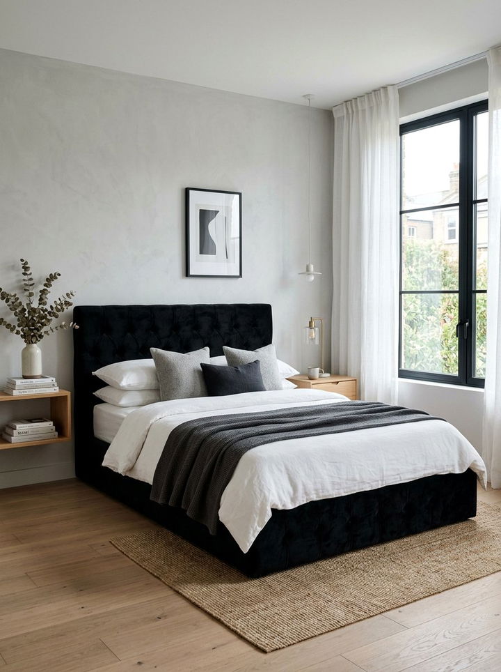 Black velvet bed bedroom - 30 scandinavian black bedroom ideas