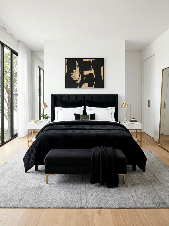 Black velvet bedding - 30 bedroom velvet bedding ideas