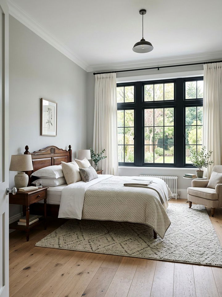 Black window frame bedroom - 30 traditional black bedroom ideas