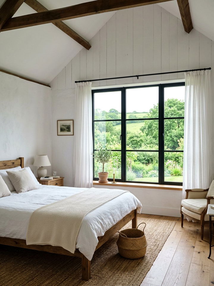 Black window frame farmhouse bedroom - 30 farmhouse black bedroom ideas