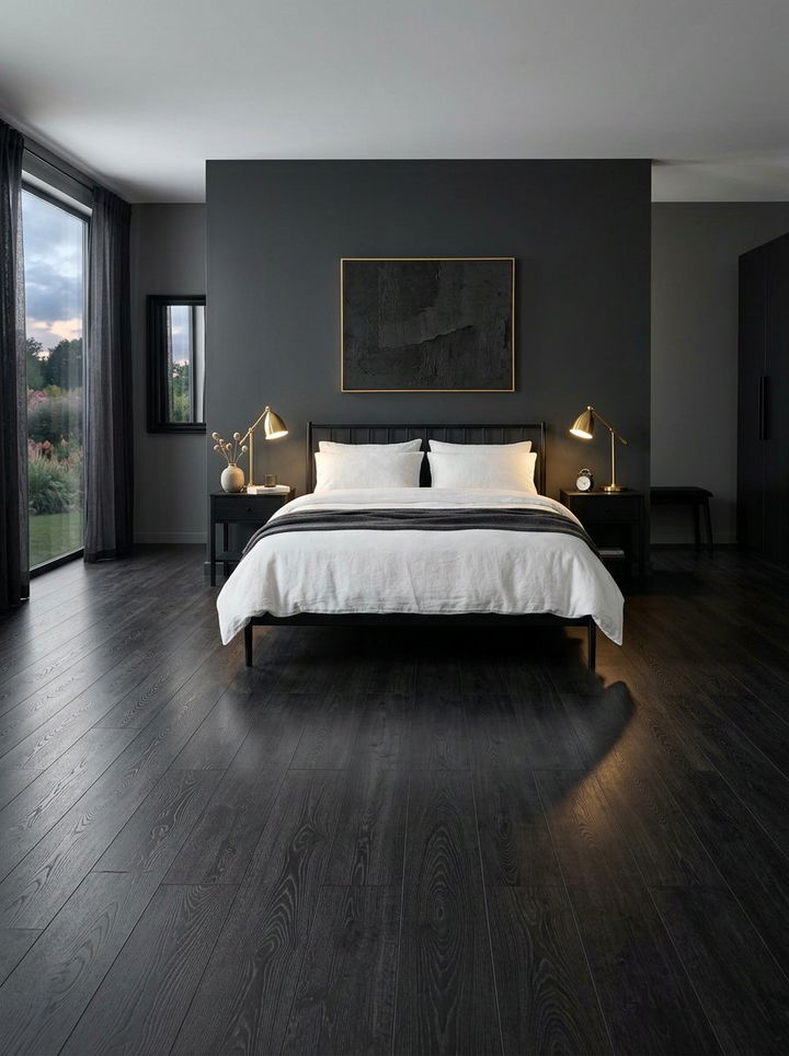 Black wood bedroom laminate - 30 bedroom laminate flooring ideas