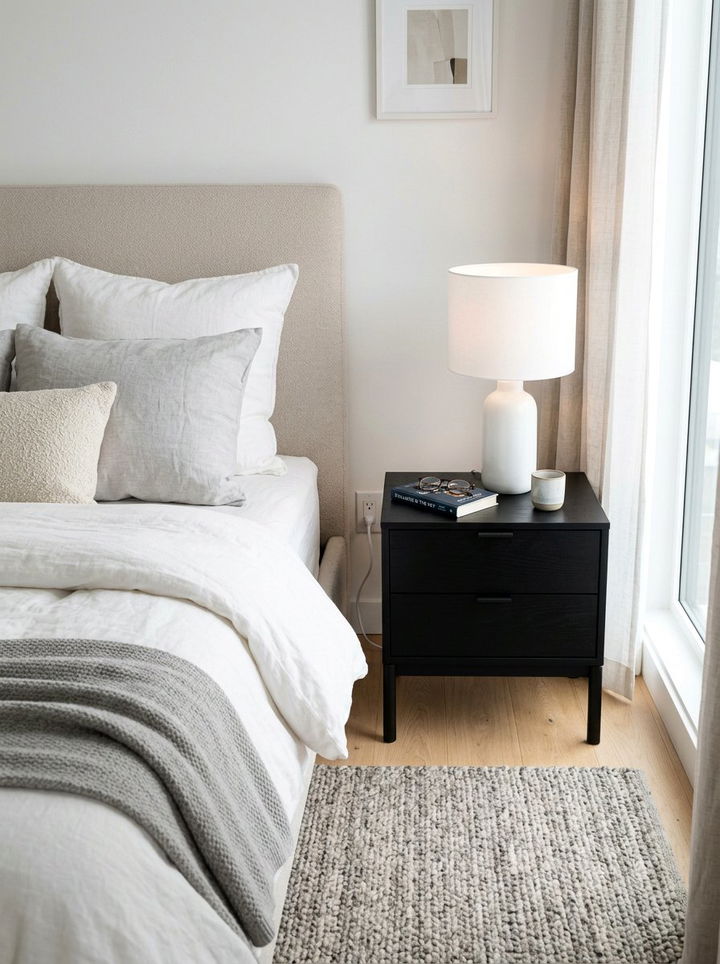 Black wood nightstand - 30 black bedroom furniture ideas