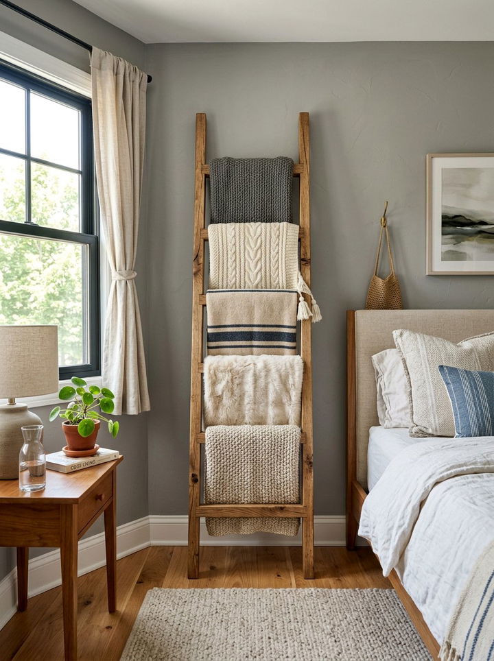 Blanket Ladder For Bedroom - 30 DIY bedroom decor ideas