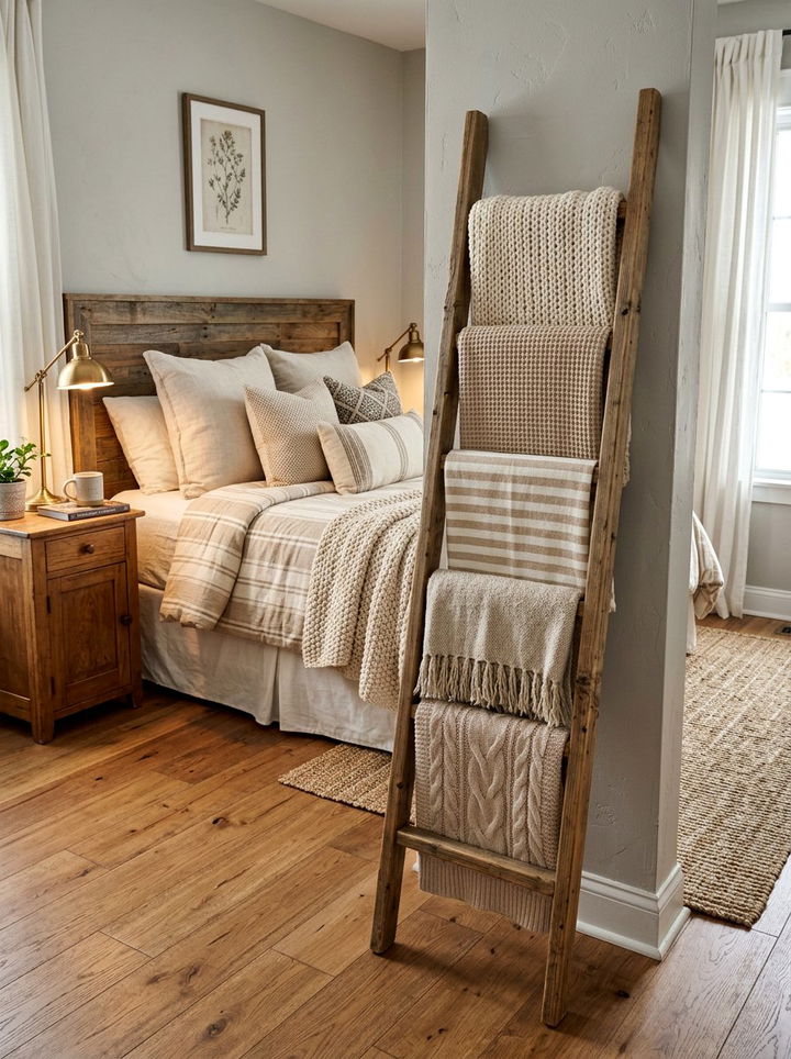 Blanket Ladder Rack - 30 bedroom organization ideas