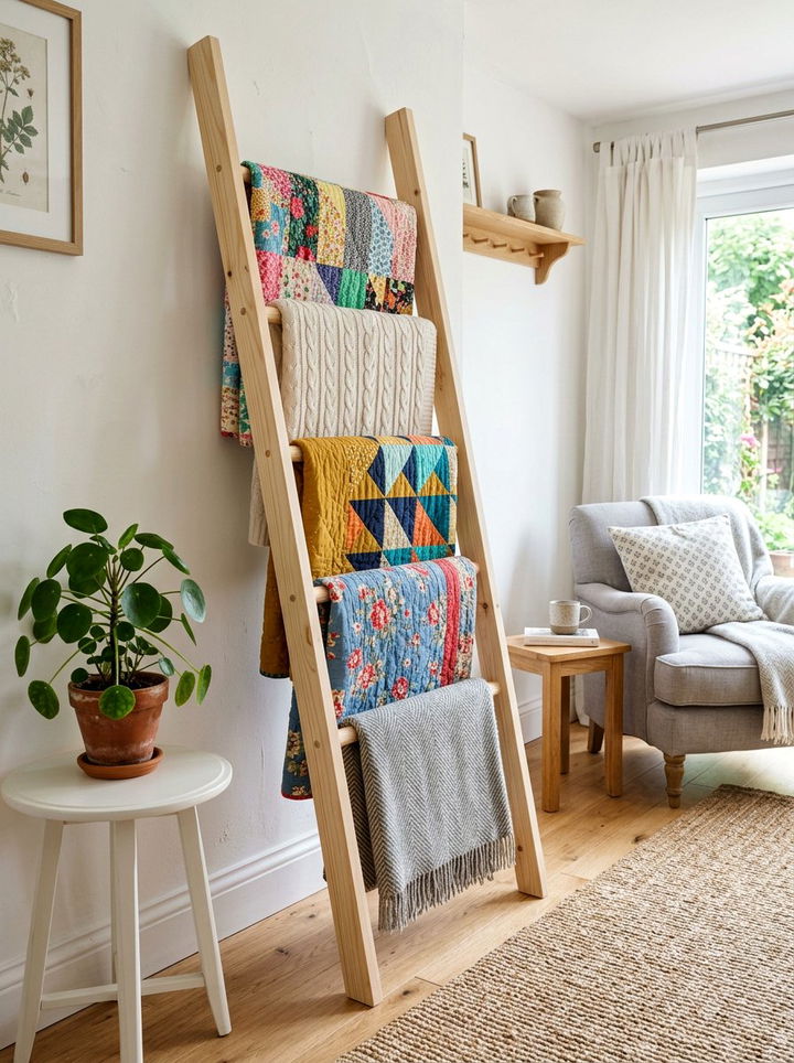 Blanket ladder rack - 30 budget bedroom ideas