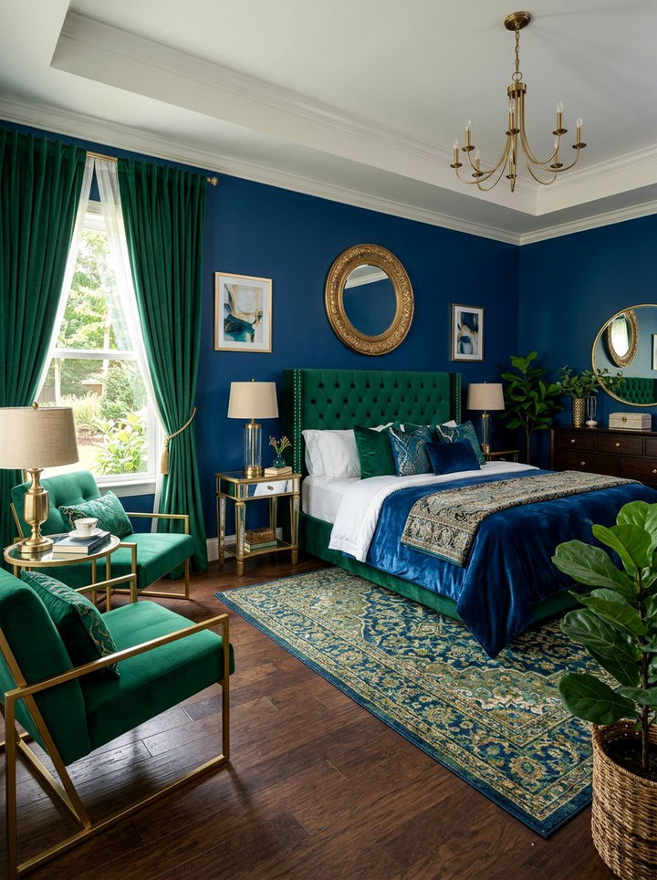 Blue And Emerald Green Bedroom - 30 sapphire bedroom ideas
