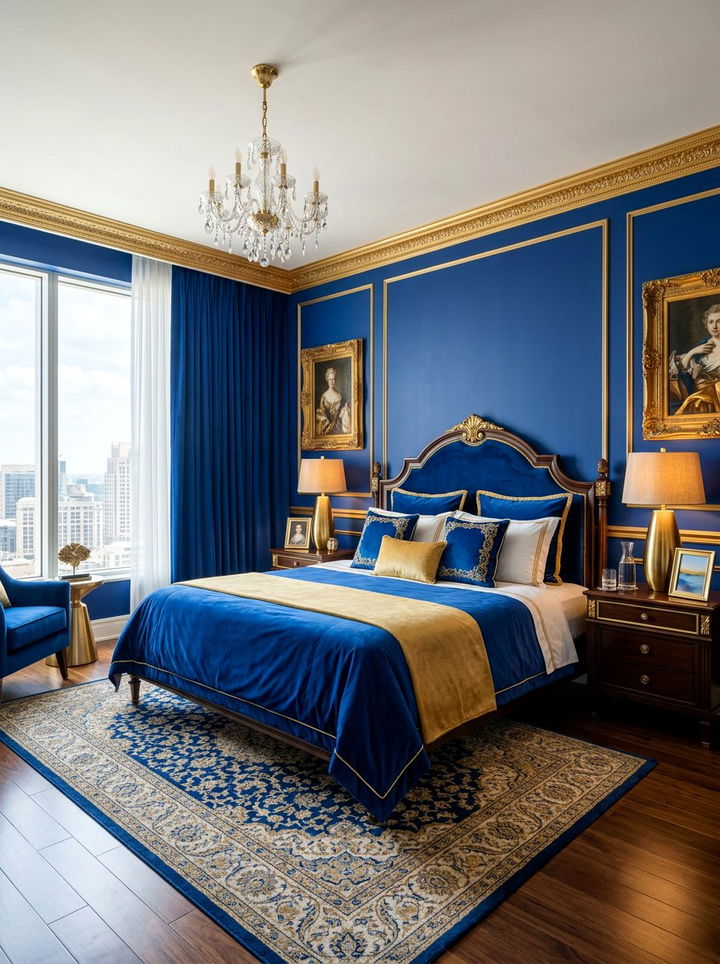 Blue And Gold Bedroom - 30 cool blue bedroom ideas