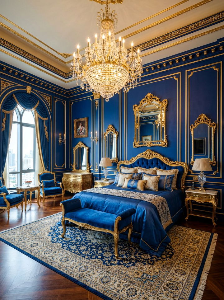 Blue And Gold Luxury Bedroom - 30 blue bedroom design ideas