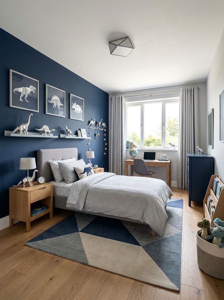 Blue And Grey Dinosaur Room - 30 dinosaur bedroom ideas