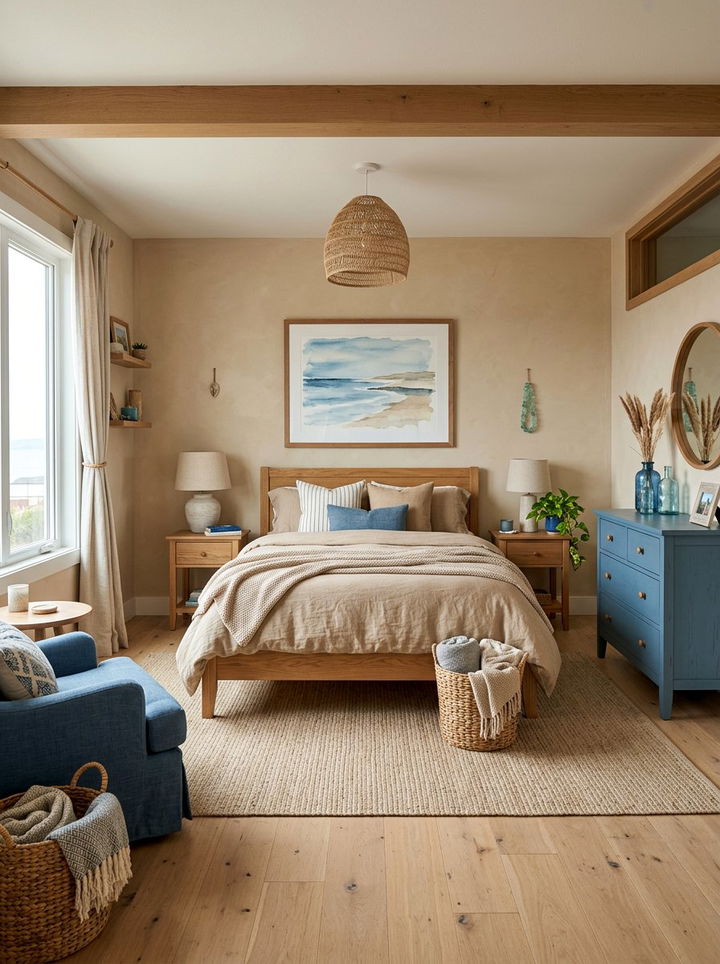 Blue And Sand Palette - 30 coastal blue bedroom ideas