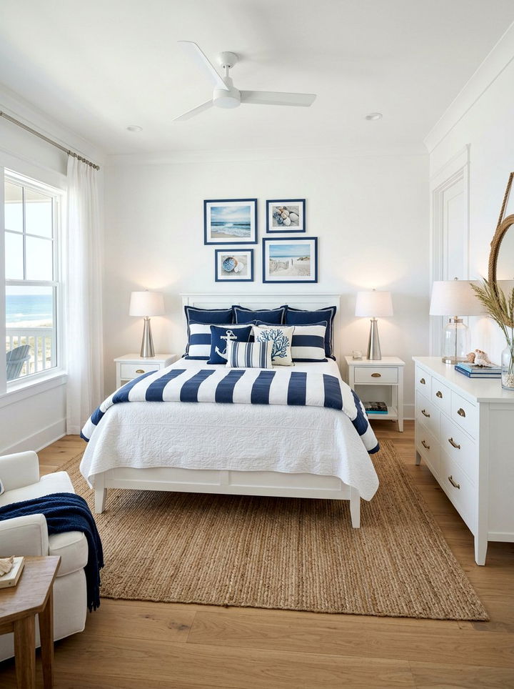 Blue And White Beach Bedroom - 30 beach house bedroom ideas