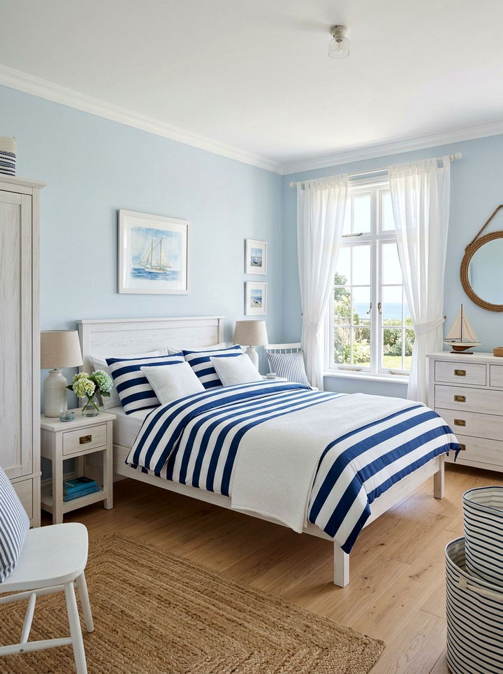 Blue And White Bedding - 30 surfing bedroom ideas