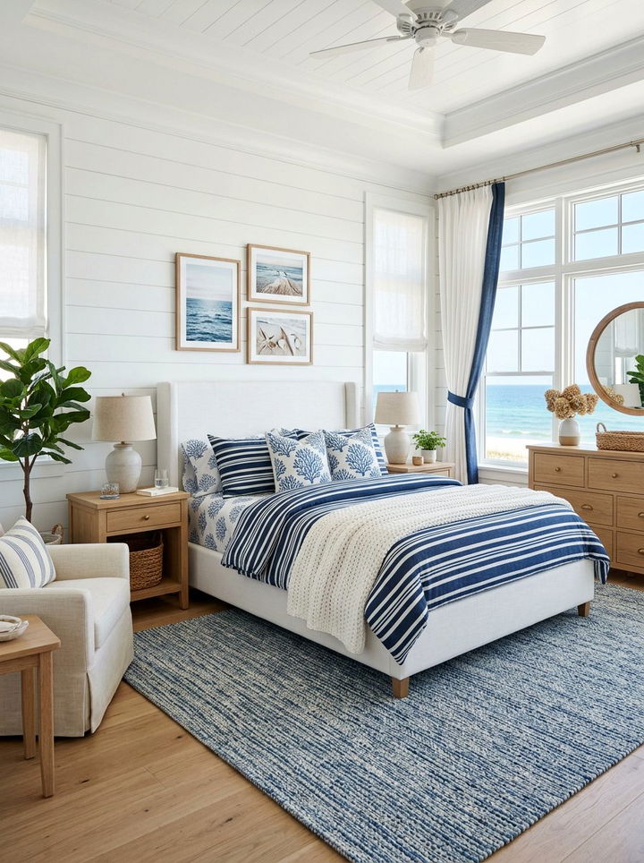 Blue And White Coastal Bedroom - 30 beach themed bedroom ideas