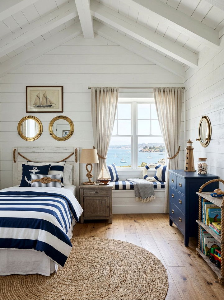 Blue And White Nautical Room - 30 kids bedroom ideas