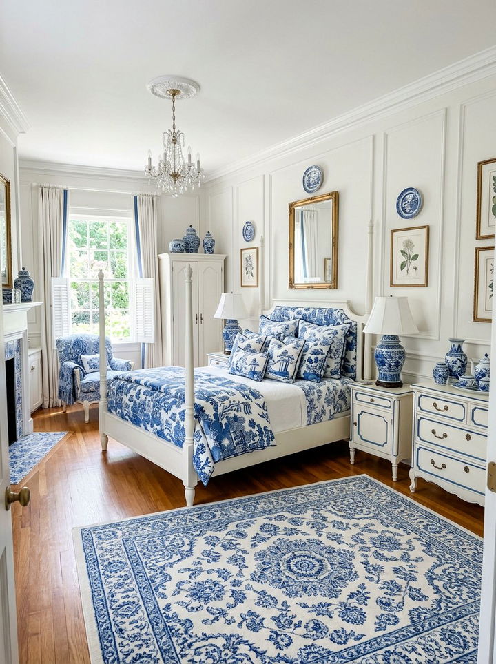 Blue And White Porcelain Bedroom - 30 Chinese bedroom ideas