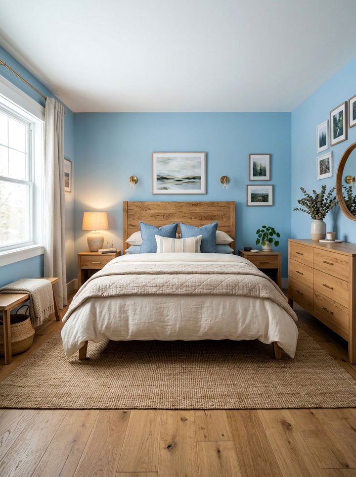 Blue And Wood Bedroom - 30 sky blue bedroom ideas