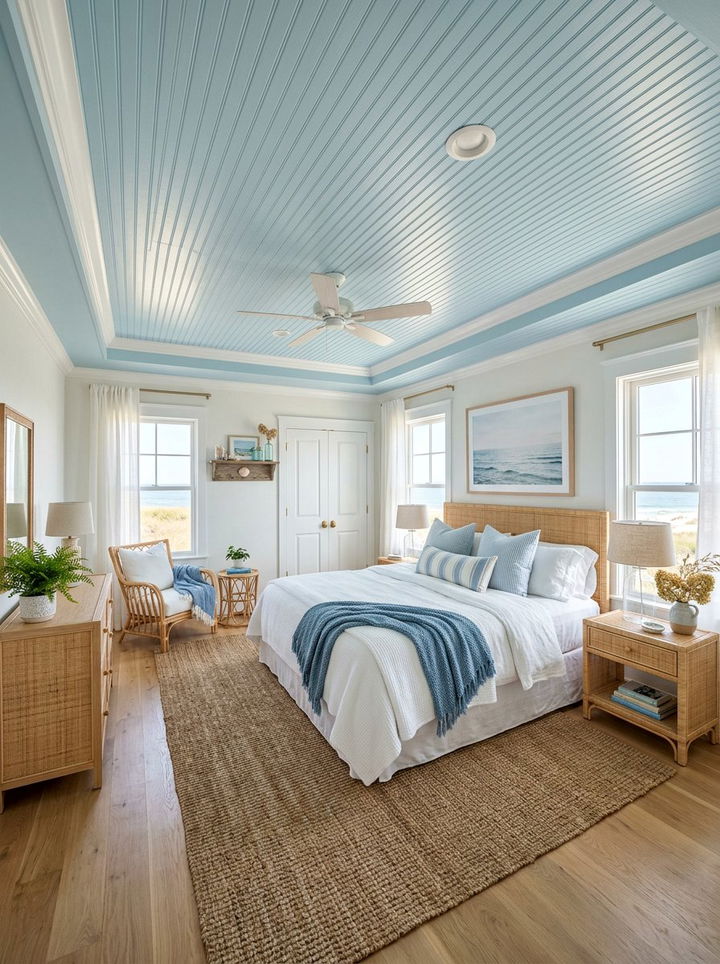 Blue Ceiling - 30 bedroom ceiling ideas