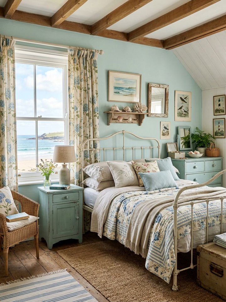 Blue Coastal Cottage Vibe - 30 coastal blue bedroom ideas