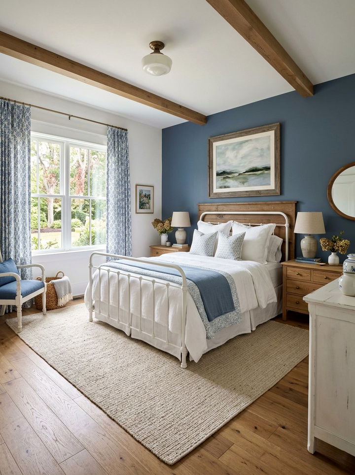 Blue Farmhouse Bedroom - 30 farmhouse bedroom ideas