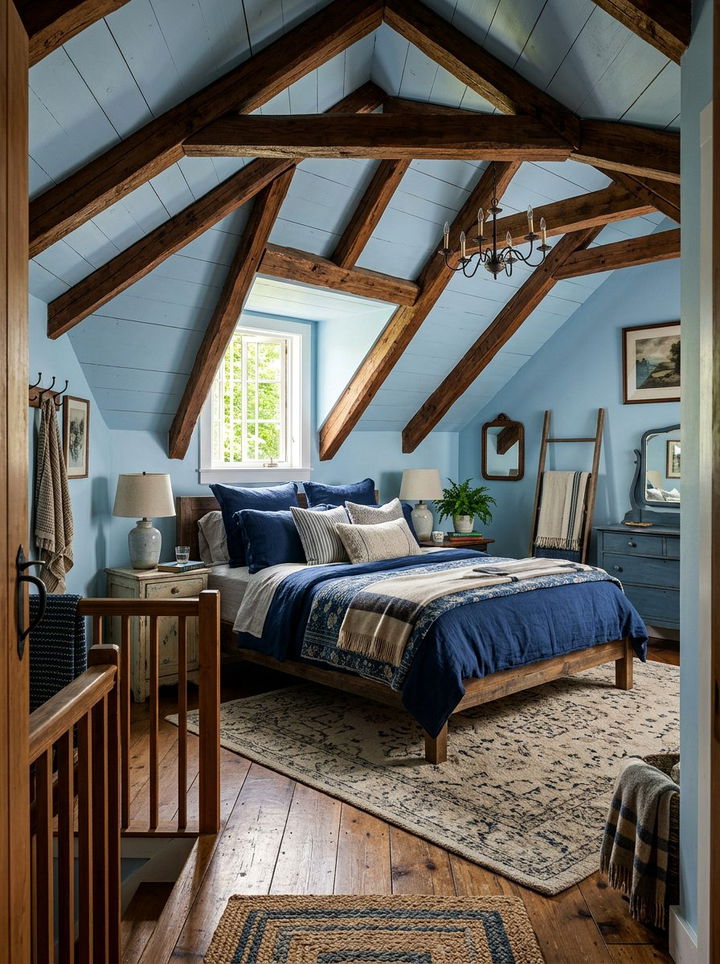 Blue Farmhouse Loft Bedroom - 30 farmhouse blue bedroom ideas