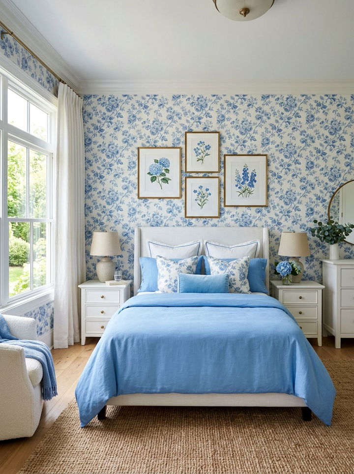 Blue Floral Bedroom Decor - 30 sky blue bedroom ideas