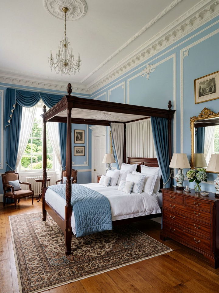 Blue Georgian bedroom - 30 Georgian bedroom ideas