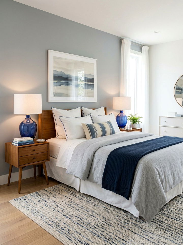 Blue Glass Table Lamps - 30 indigo bedroom ideas