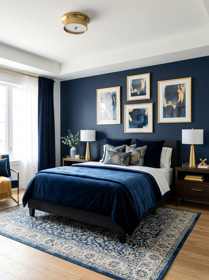 Blue Gold Decor - 30 scandinavian blue bedroom ideas