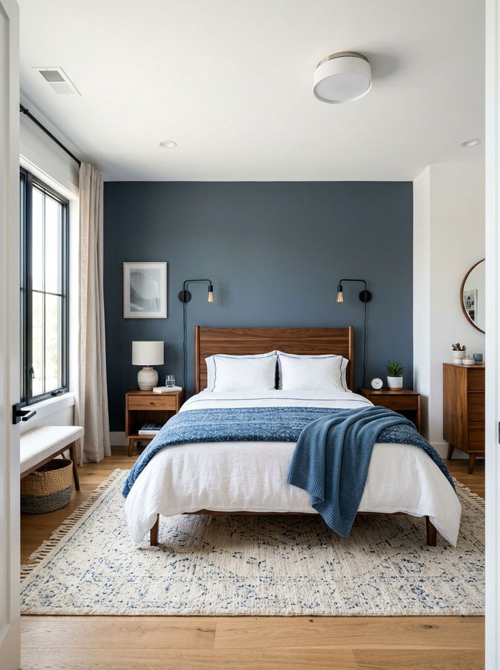 Blue Gray Accent Wall - 30 blue gray bedroom ideas
