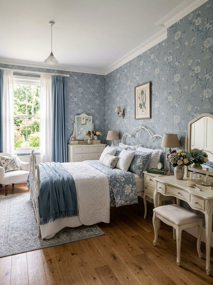 Blue Gray Floral Bedroom - 30 blue gray bedroom ideas