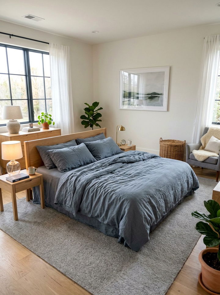 Blue Gray Linen Bedding - 30 blue gray bedroom ideas