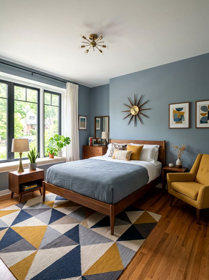 Blue Gray Mid Century Modern Bedroom - 30 blue gray bedroom ideas