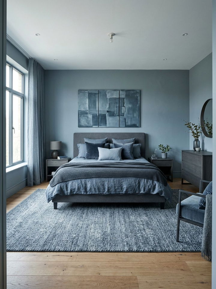 Blue Gray Monochromatic Bedroom - 30 blue gray bedroom ideas