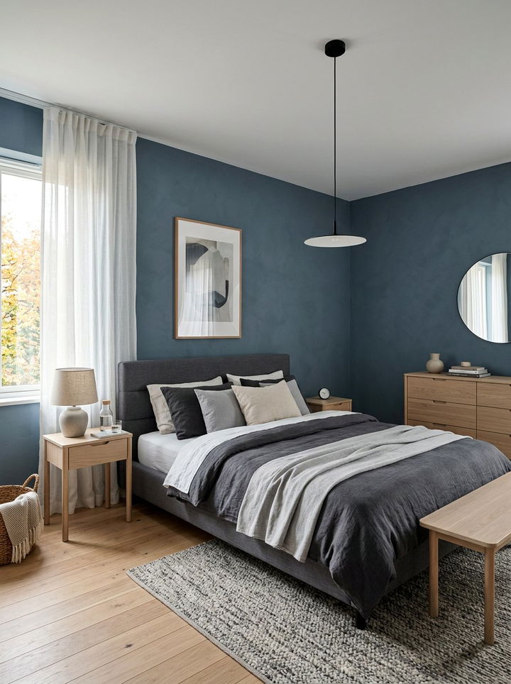 Blue Gray Paint - 30 scandinavian blue bedroom ideas