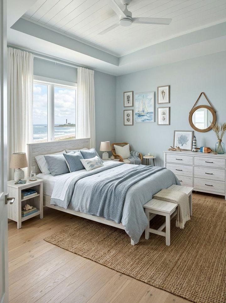Blue Grey Coastal Bedroom - 30 grey bedroom design ideas