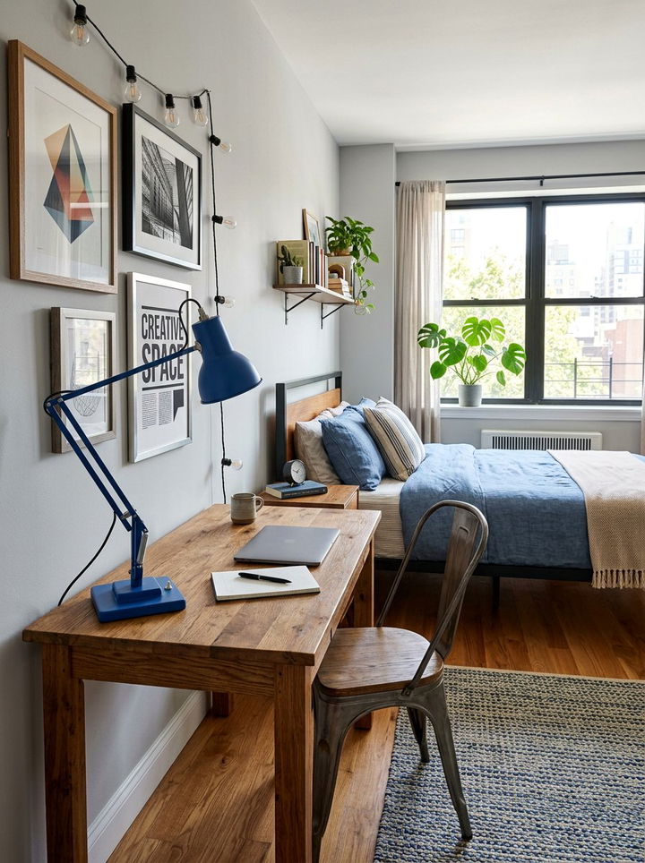 Blue Industrial Desk Lamp - 30 industrial blue bedroom ideas