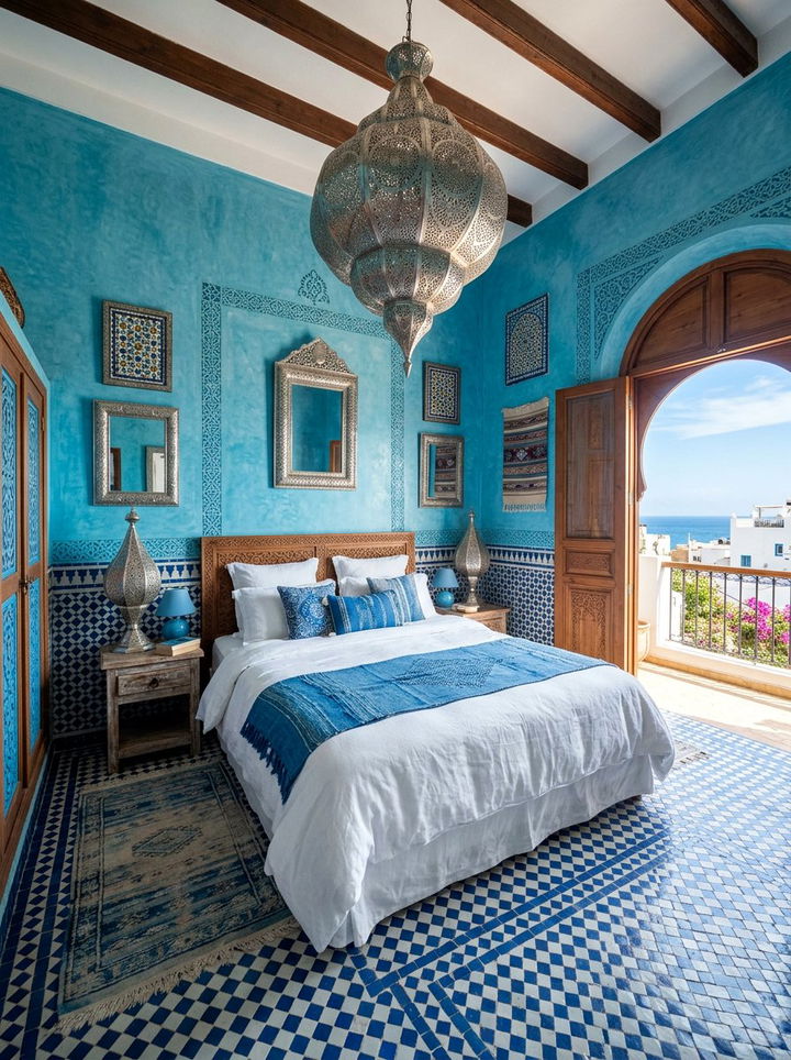 Blue Moroccan bedroom - 30 Moroccan bedroom ideas