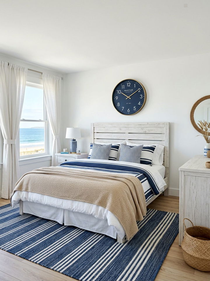 Blue Navy Round Wall Clock - 30 bedroom wall clocks