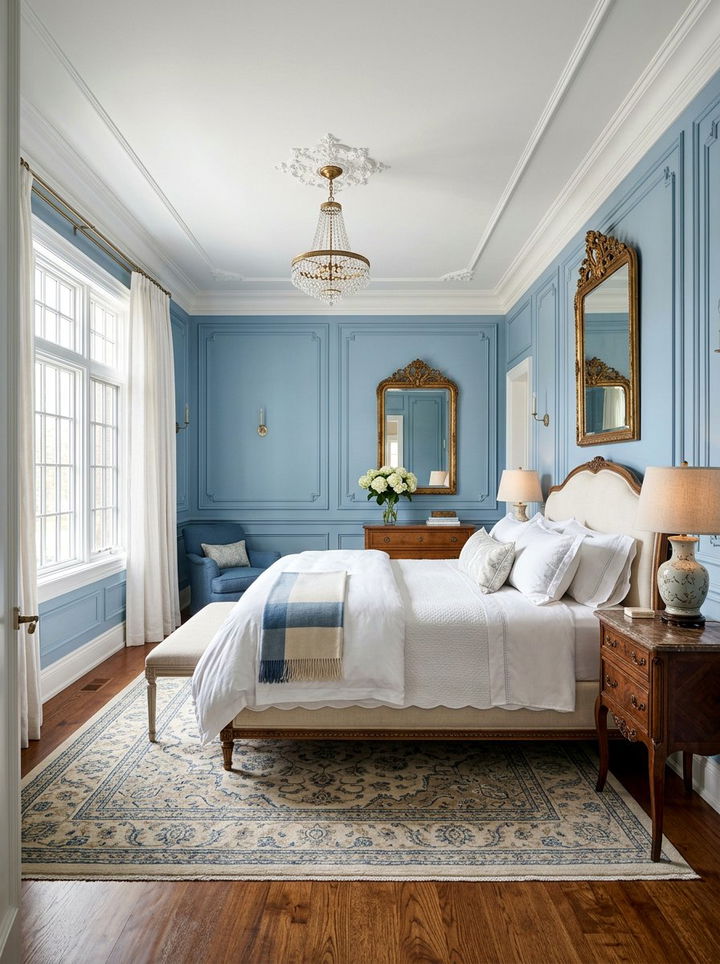 Blue Panelled Walls - 30 pastel blue bedroom ideas
