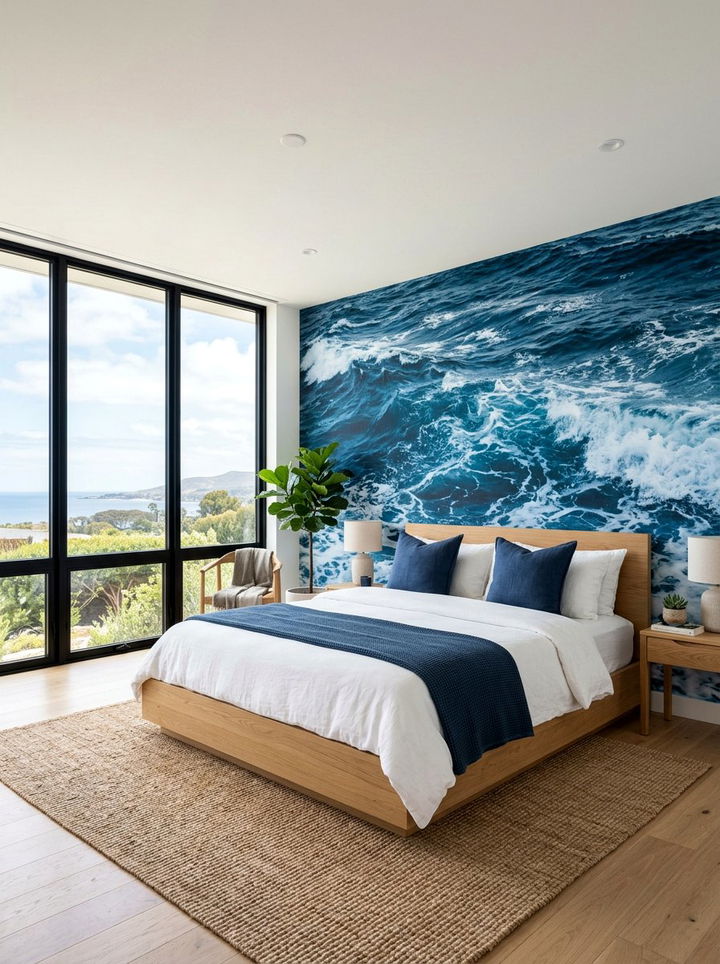 Blue Peel And Stick Mural - 30 bedroom removable wallpapers