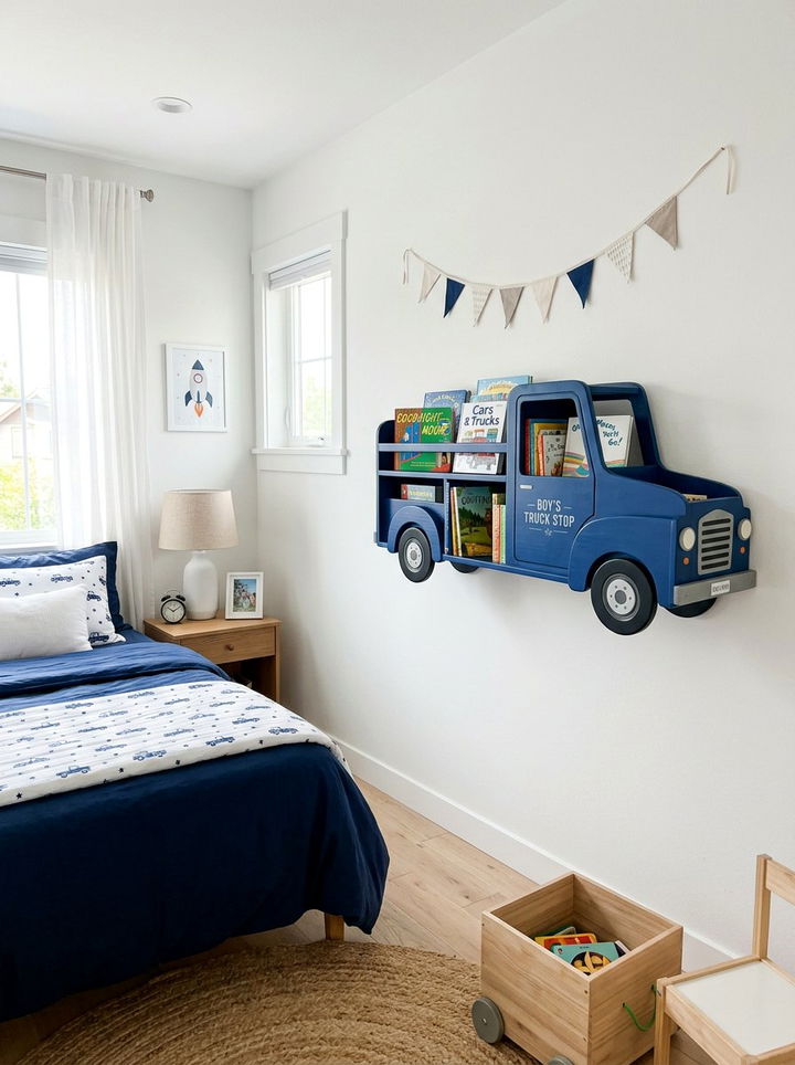 Blue Pickup Truck Shelving - 30 truck bedroom ideas