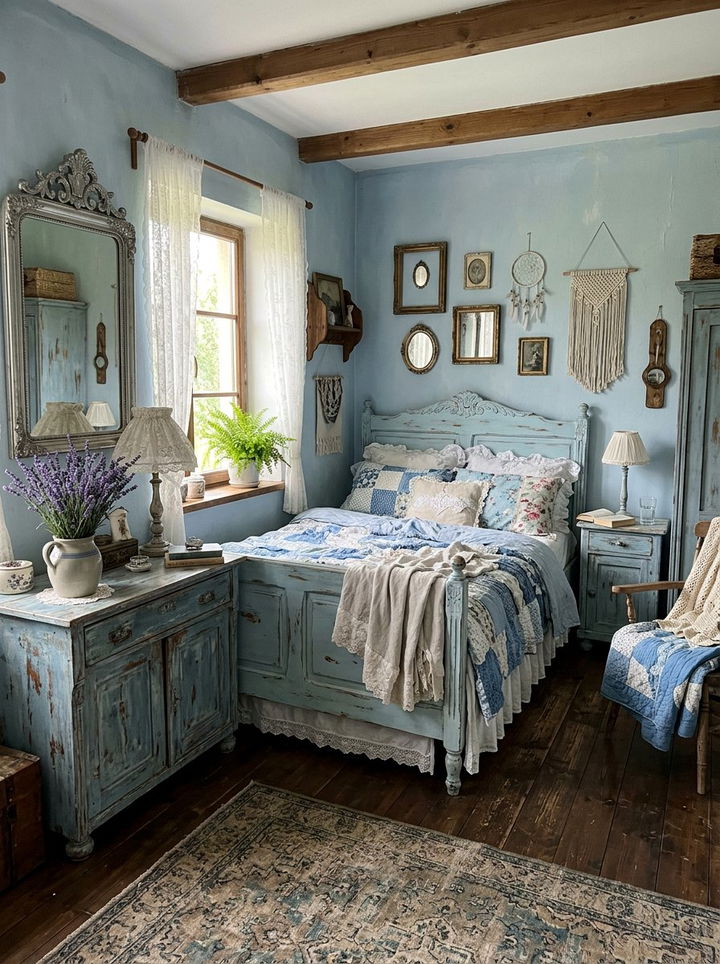Blue Shabby Chic Boho Bedroom - 30 bohemian blue bedroom ideas