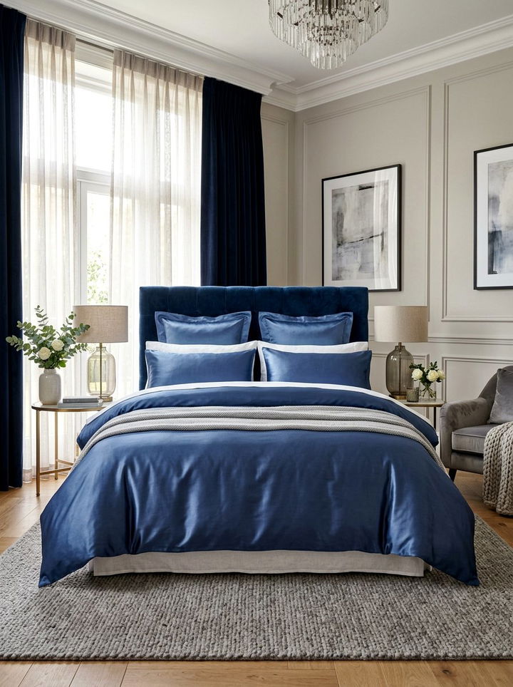Blue Silk Pillowcases - 30 indigo bedroom ideas