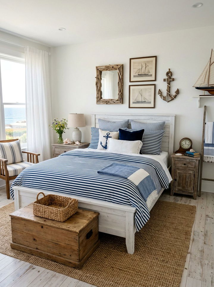 Blue Striped Cotton Sheets - 30 cotton bedroom ideas