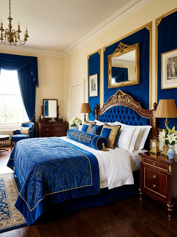 Blue Velvet Bolster - 30 bedroom bolster pillows