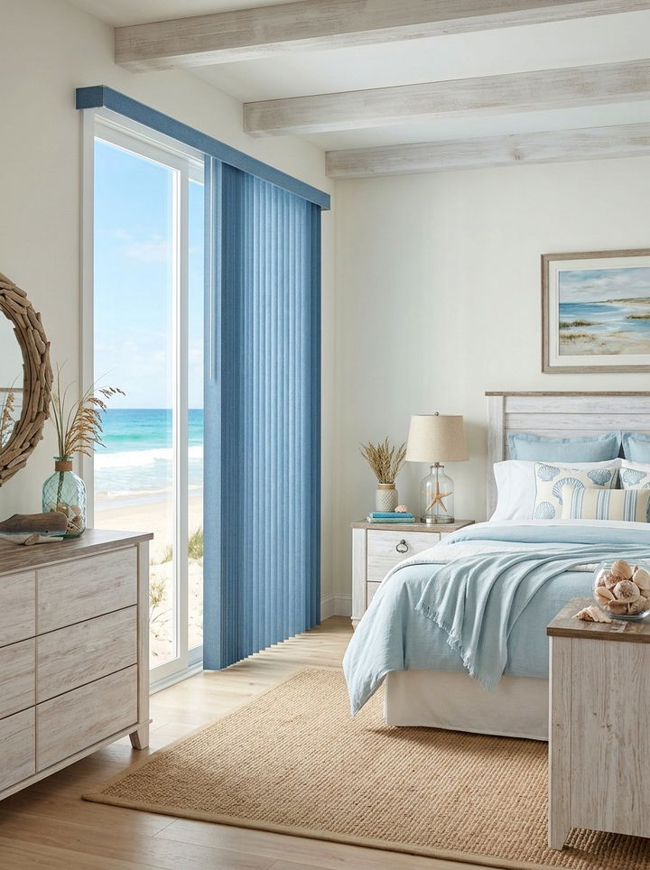 Blue Vertical Blinds - 30 bedroom vertical blinds