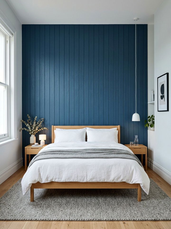 Blue Wall Paneling - 30 scandinavian blue bedroom ideas