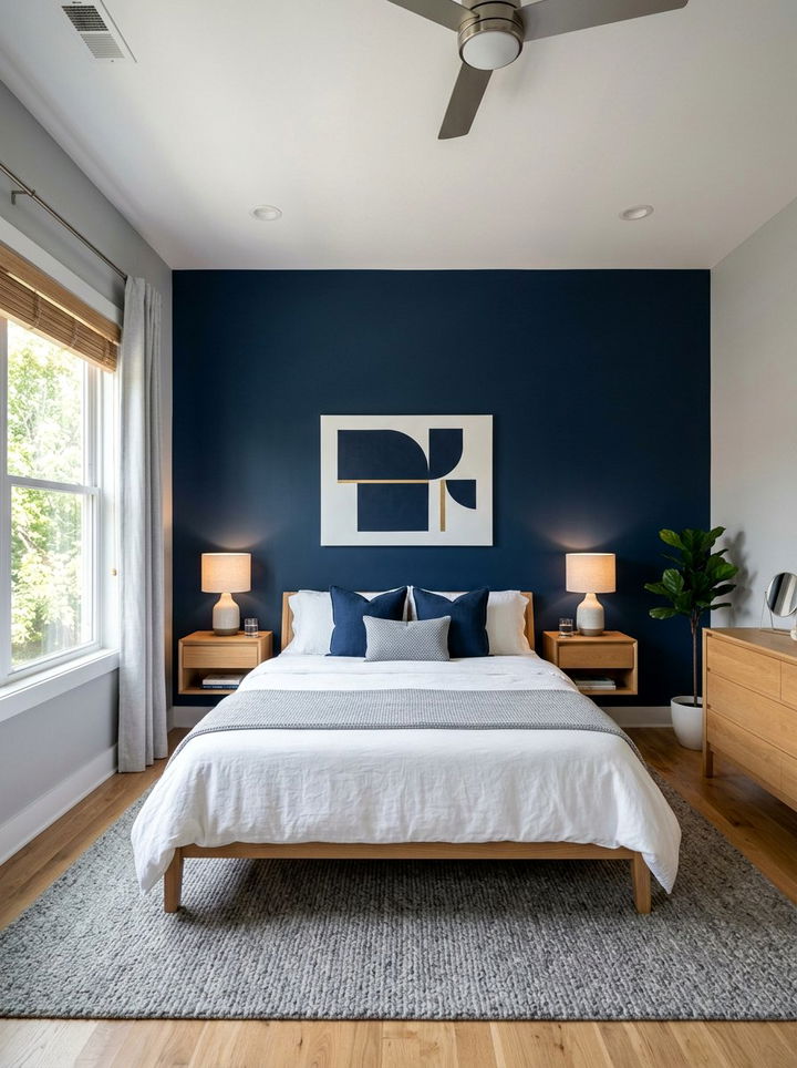 Blue accent wall bedroom - 30 bedroom blue walls