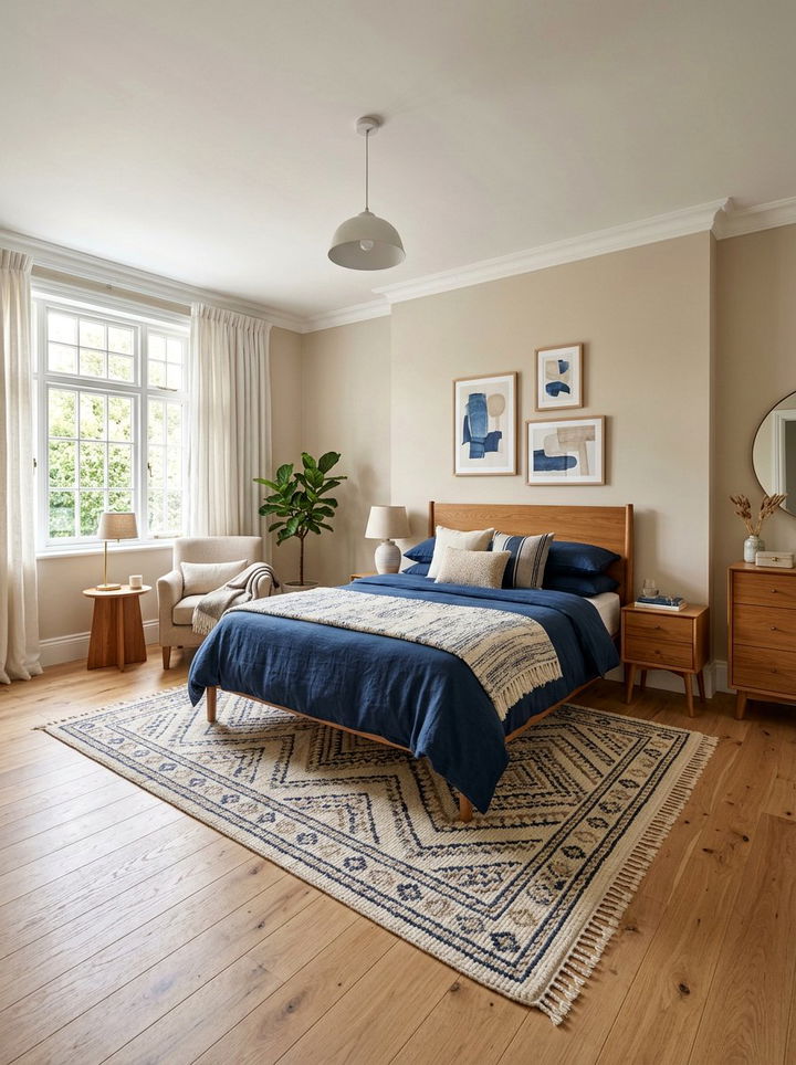 Blue and Beige Bedroom - 30 minimalist blue bedroom ideas