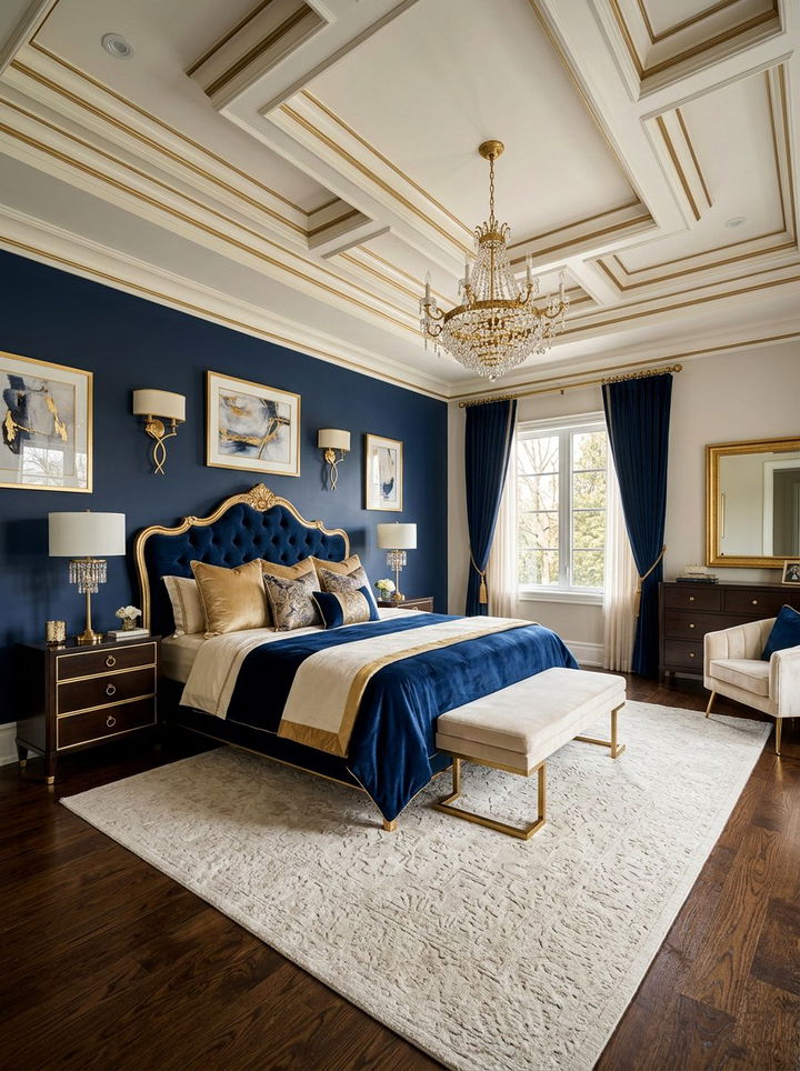 Blue and Gold Bedroom - 30 contemporary blue bedroom ideas